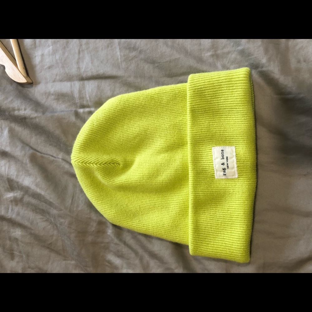 Rag and Bone neon green beanie